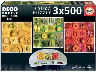 18454 EDUCA Пазлы 3X500 EXOTIC FRUITS&FLOWERS F