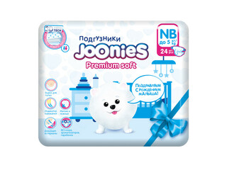 953200 JOONIES Premium Soft Scutece,  NB (0-5 кг), 24 buc.